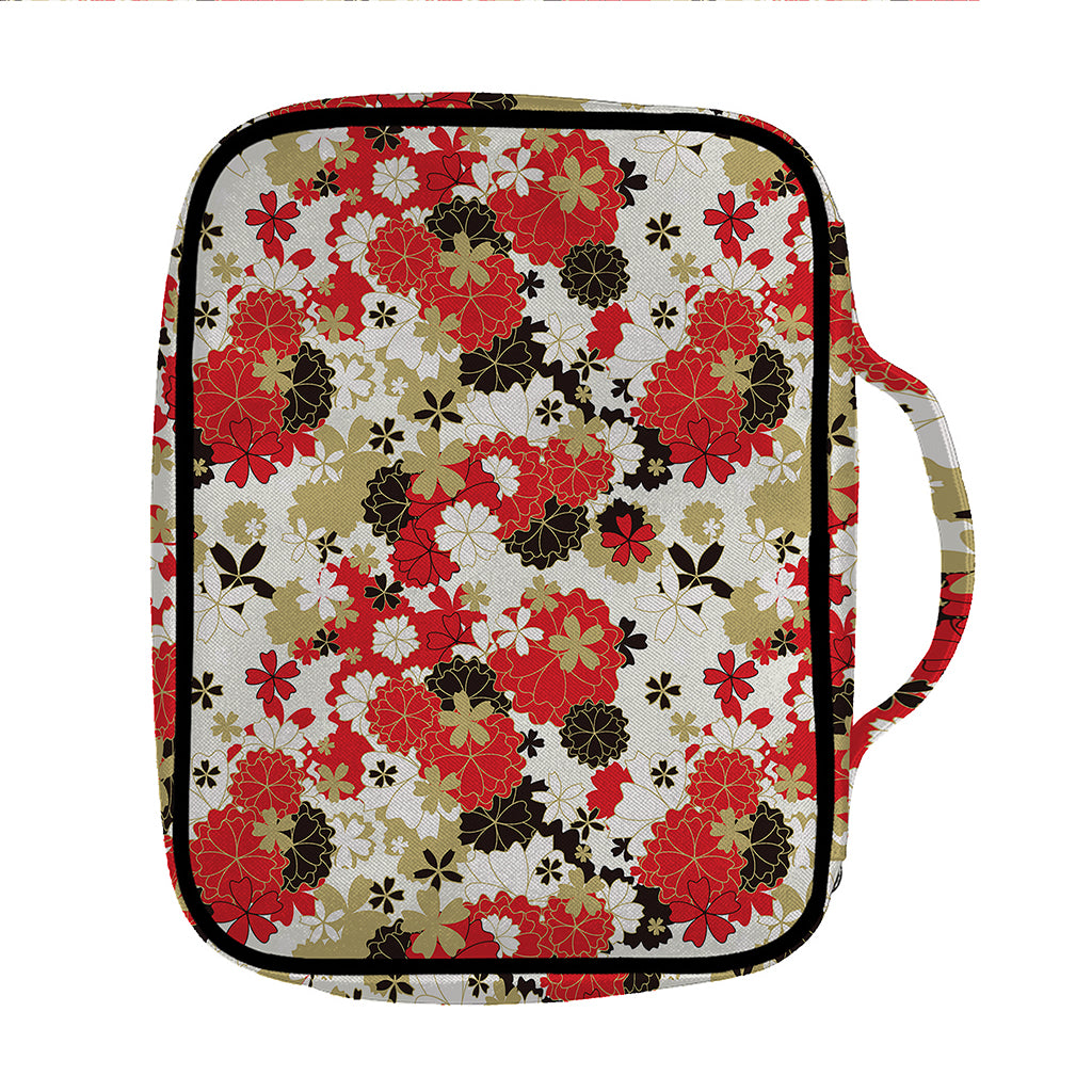 Floral Kimono Pattern Print Front Pocket Bible Bag