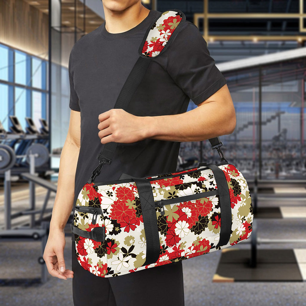 Floral Kimono Pattern Print Gym Bag