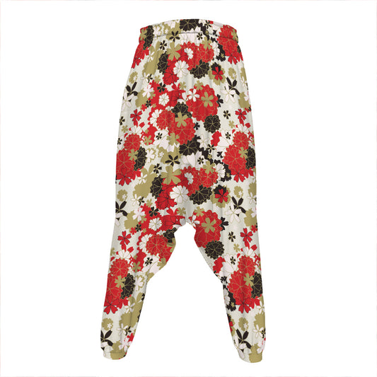 Floral Kimono Pattern Print Hammer Pants