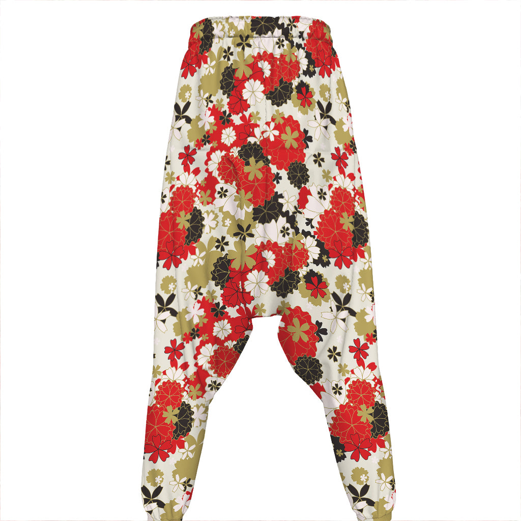 Floral Kimono Pattern Print Hammer Pants