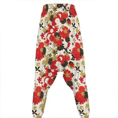 Floral Kimono Pattern Print Hammer Pants