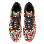 Floral Kimono Pattern Print High Top Leather Sneakers