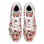 Floral Kimono Pattern Print High Top Leather Sneakers