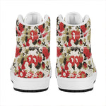 Floral Kimono Pattern Print High Top Leather Sneakers