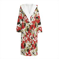 Floral Kimono Pattern Print Hooded Bathrobe