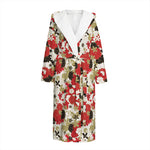 Floral Kimono Pattern Print Hooded Bathrobe