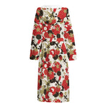 Floral Kimono Pattern Print Hooded Bathrobe