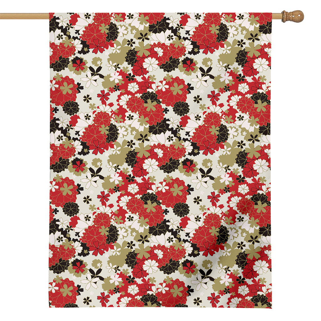 Floral Kimono Pattern Print House Flag