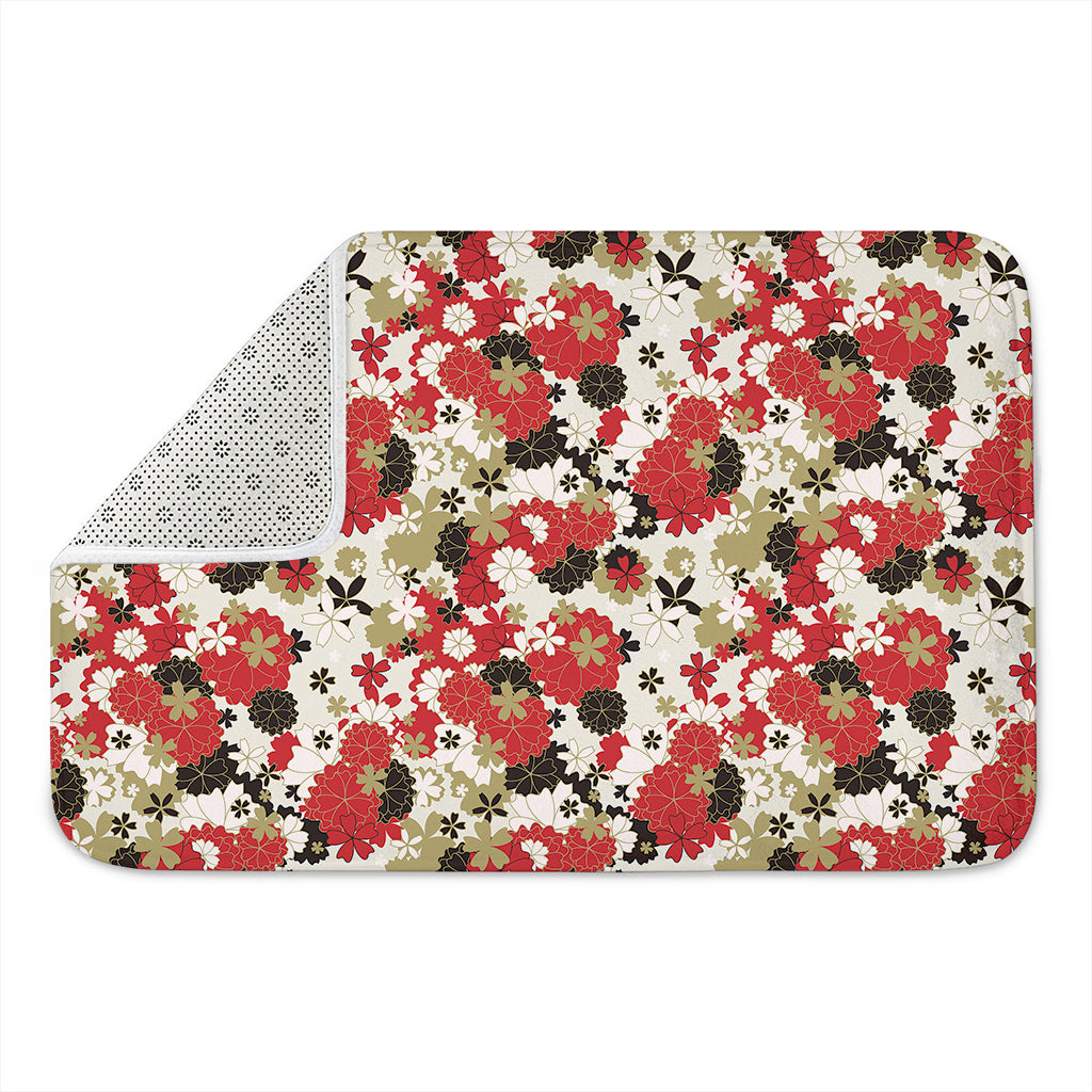 Floral Kimono Pattern Print Indoor Door Mat