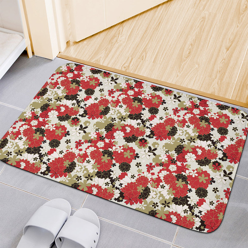 Floral Kimono Pattern Print Indoor Door Mat