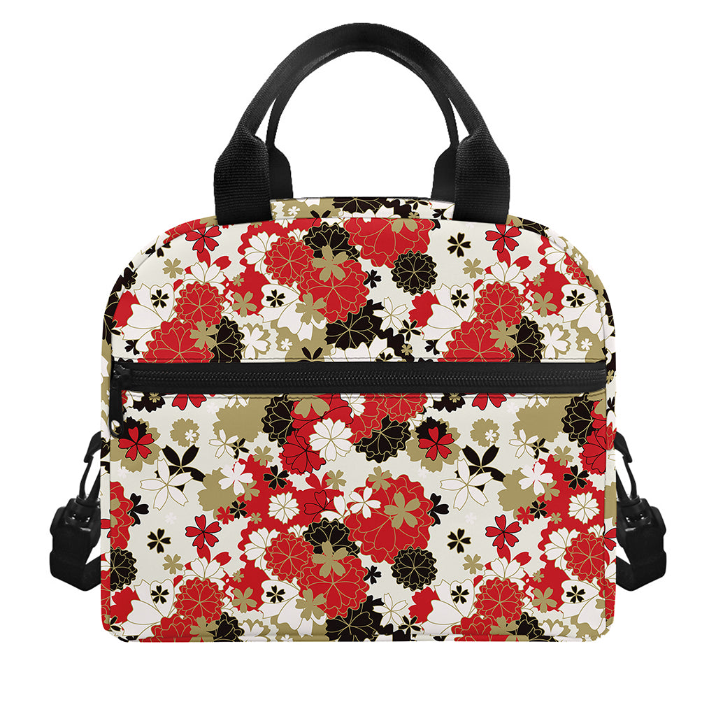 Floral Kimono Pattern Print Insulated Lunch Bag