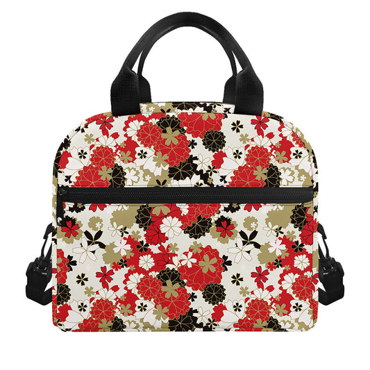 Floral Kimono Pattern Print Insulated Lunch Bag