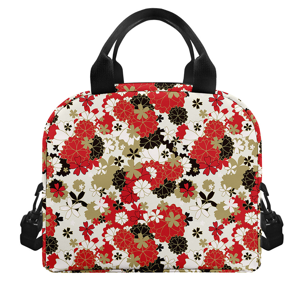 Floral Kimono Pattern Print Insulated Lunch Bag