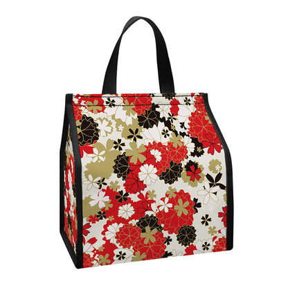 Floral Kimono Pattern Print Insulated Lunch Tote