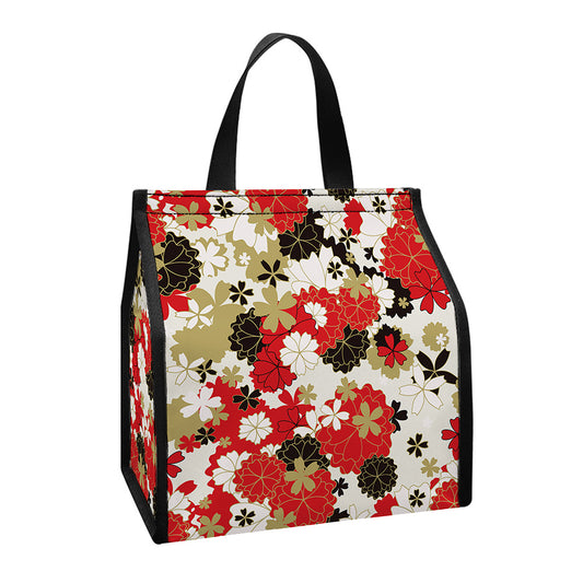 Floral Kimono Pattern Print Insulated Lunch Tote