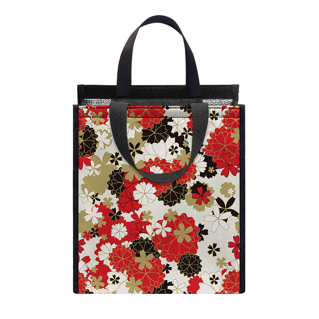 Floral Kimono Pattern Print Insulated Lunch Tote