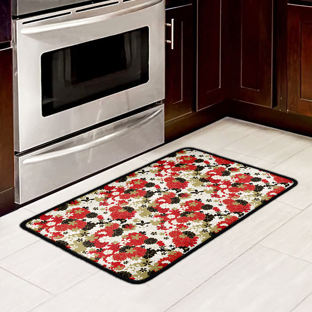 Floral Kimono Pattern Print Kitchen Mat