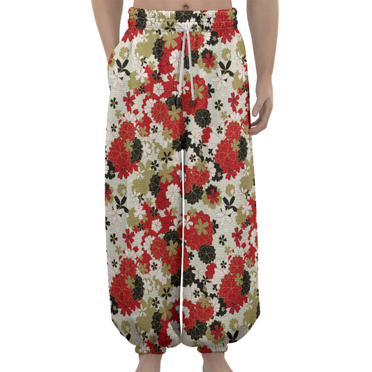 Floral Kimono Pattern Print Lantern Pants