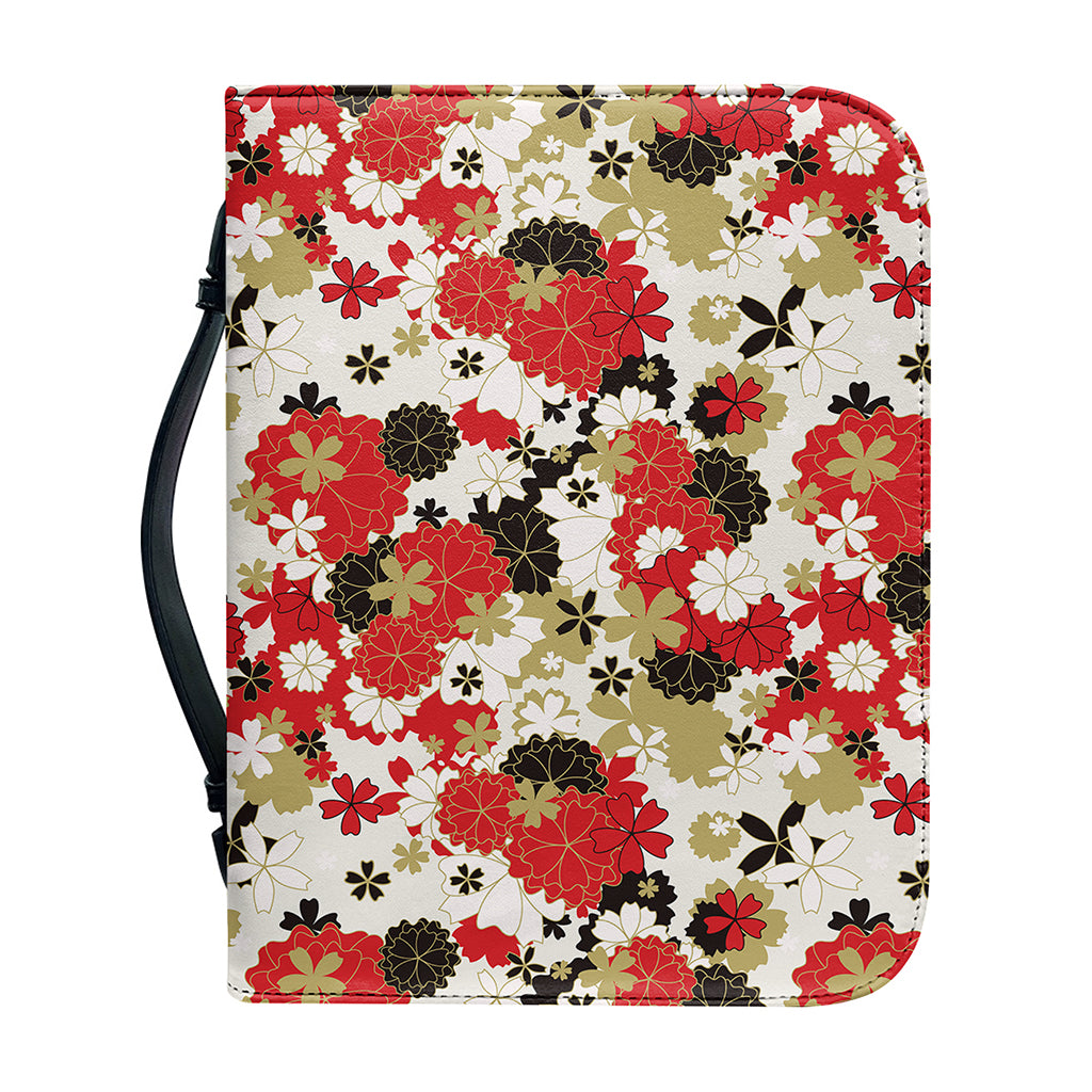 Floral Kimono Pattern Print Leather Bible Cover