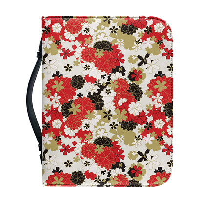 Floral Kimono Pattern Print Leather Bible Cover