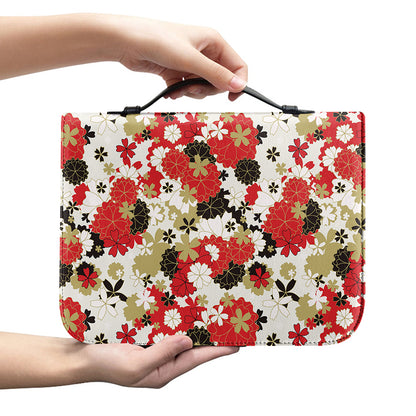 Floral Kimono Pattern Print Leather Bible Cover