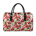 Floral Kimono Pattern Print Leather Duffel Bag