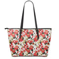 Floral Kimono Pattern Print Leather Tote Bag With Zipper
