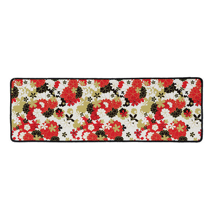 Floral Kimono Pattern Print Long Kitchen Mat