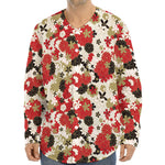 Floral Kimono Pattern Print Long Sleeve Baseball Jersey