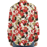 Floral Kimono Pattern Print Long Sleeve Baseball Jersey