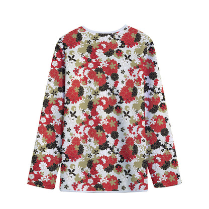 Floral Kimono Pattern Print Long Sleeve Short Coat
