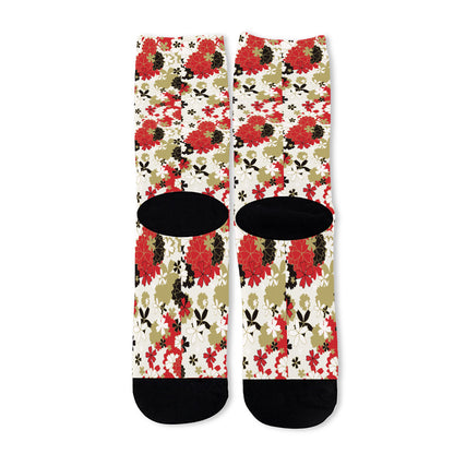 Floral Kimono Pattern Print Long Socks