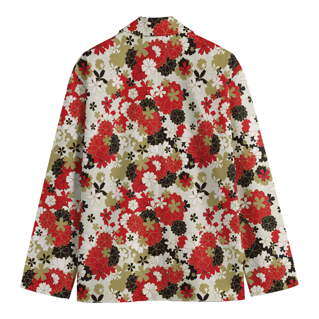Floral Kimono Pattern Print Men's Blazer