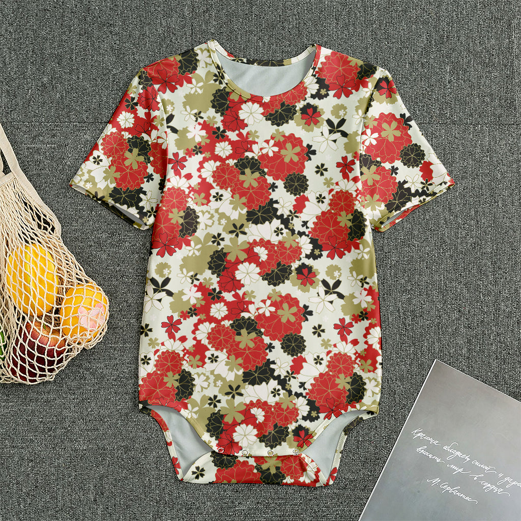Floral Kimono Pattern Print Men's Bodysuit