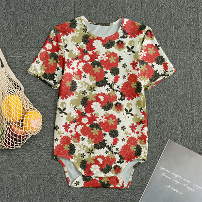 Floral Kimono Pattern Print Men's Bodysuit