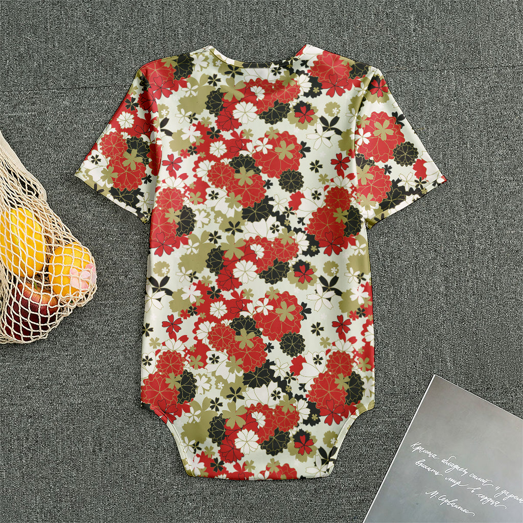 Floral Kimono Pattern Print Men's Bodysuit
