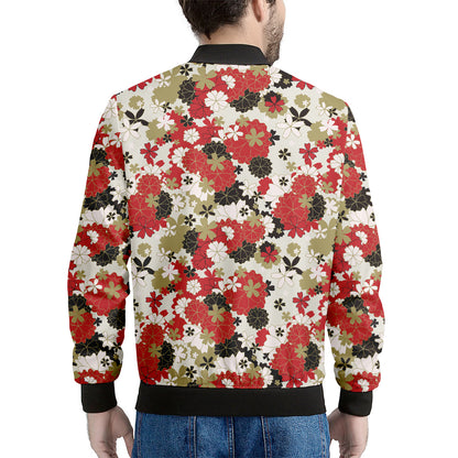 Floral Kimono Pattern Print Men's Bomber Jacket