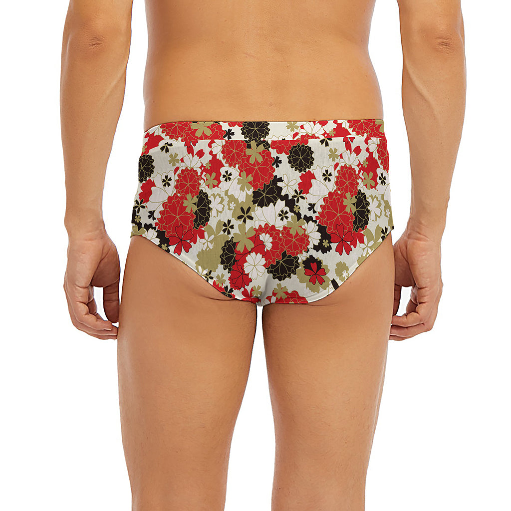 Floral Kimono Pattern Print Men's Briefs