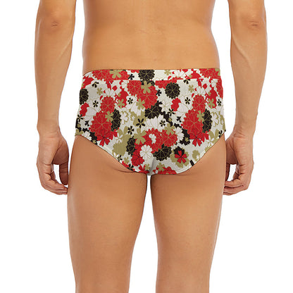 Floral Kimono Pattern Print Men's Briefs
