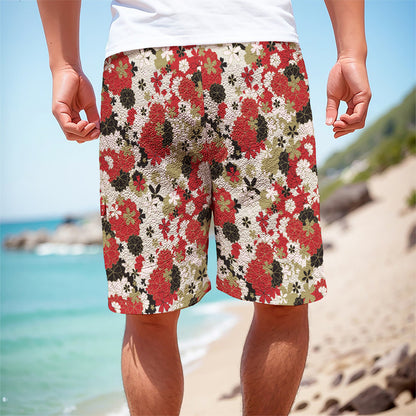 Floral Kimono Pattern Print Men's Cargo Shorts