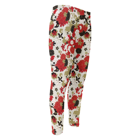Floral Kimono Pattern Print Men's Compression Pants