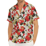 Floral Kimono Pattern Print Men's Deep V-Neck Shirt