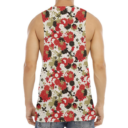 Floral Kimono Pattern Print Men's Muscle Tank Top