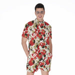 Floral Kimono Pattern Print Men's Rompers