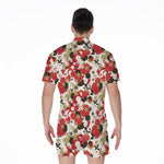 Floral Kimono Pattern Print Men's Rompers