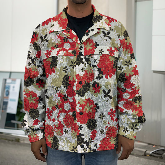 Floral Kimono Pattern Print Men's Shirt Jacket