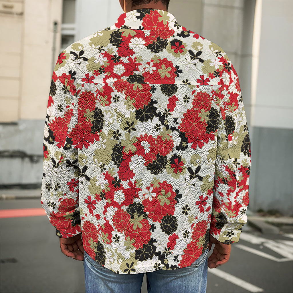 Floral Kimono Pattern Print Men's Shirt Jacket