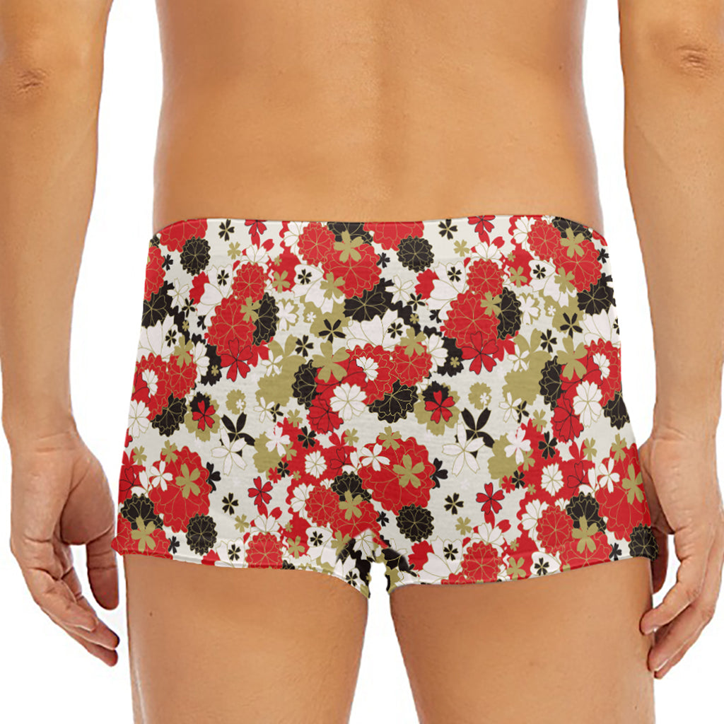 Floral Kimono Pattern Print Men's Short Boxer Briefs