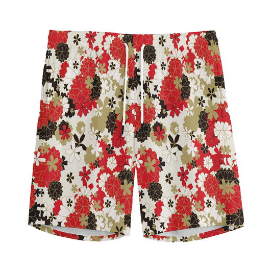 Floral Kimono Pattern Print Men's Sports Shorts