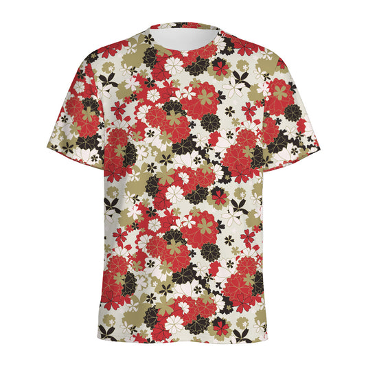 Floral Kimono Pattern Print Men's Sports T-Shirt